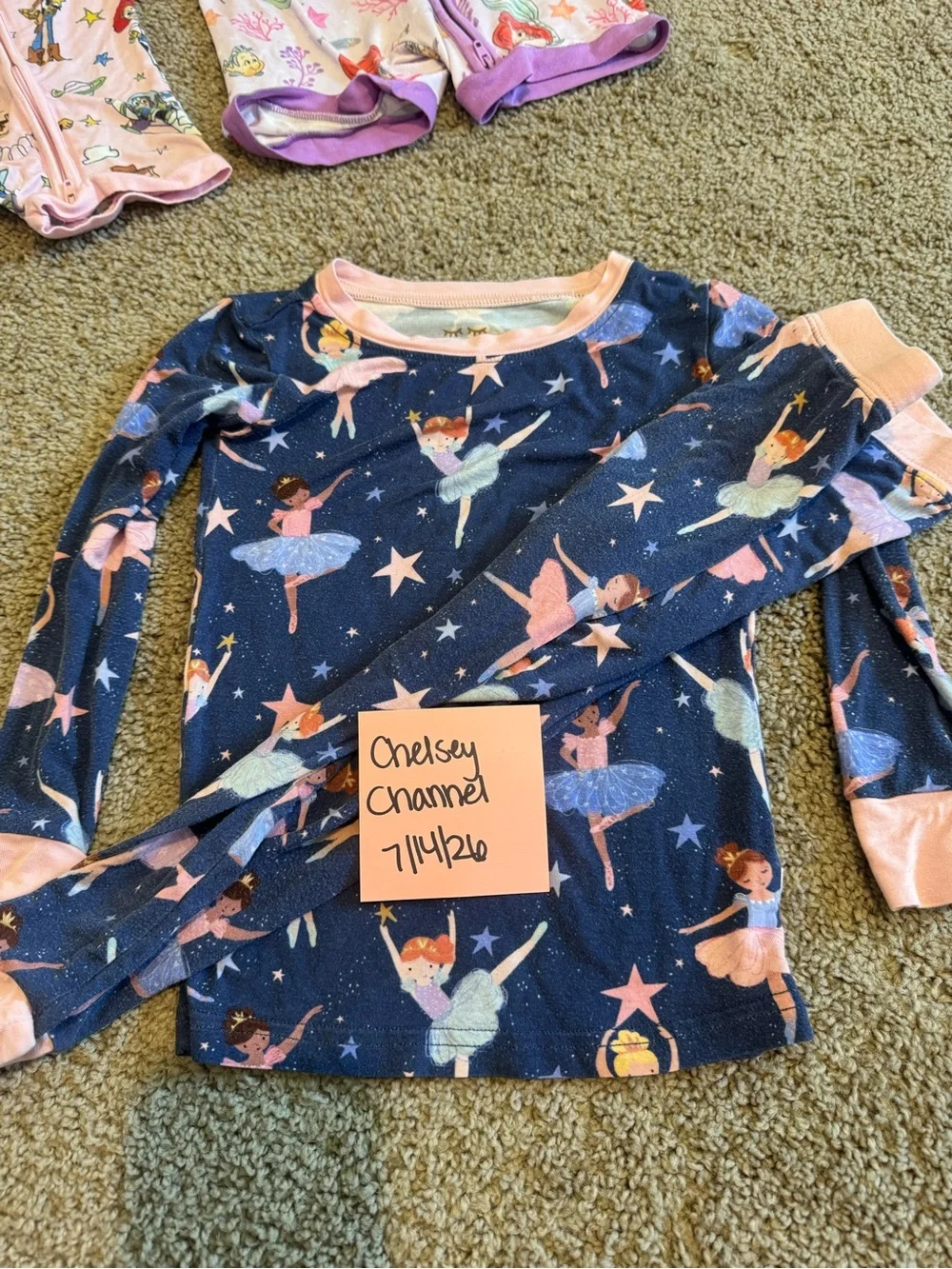 Little Sleepies Navy Ballerina Pajama Set with Pink Trim